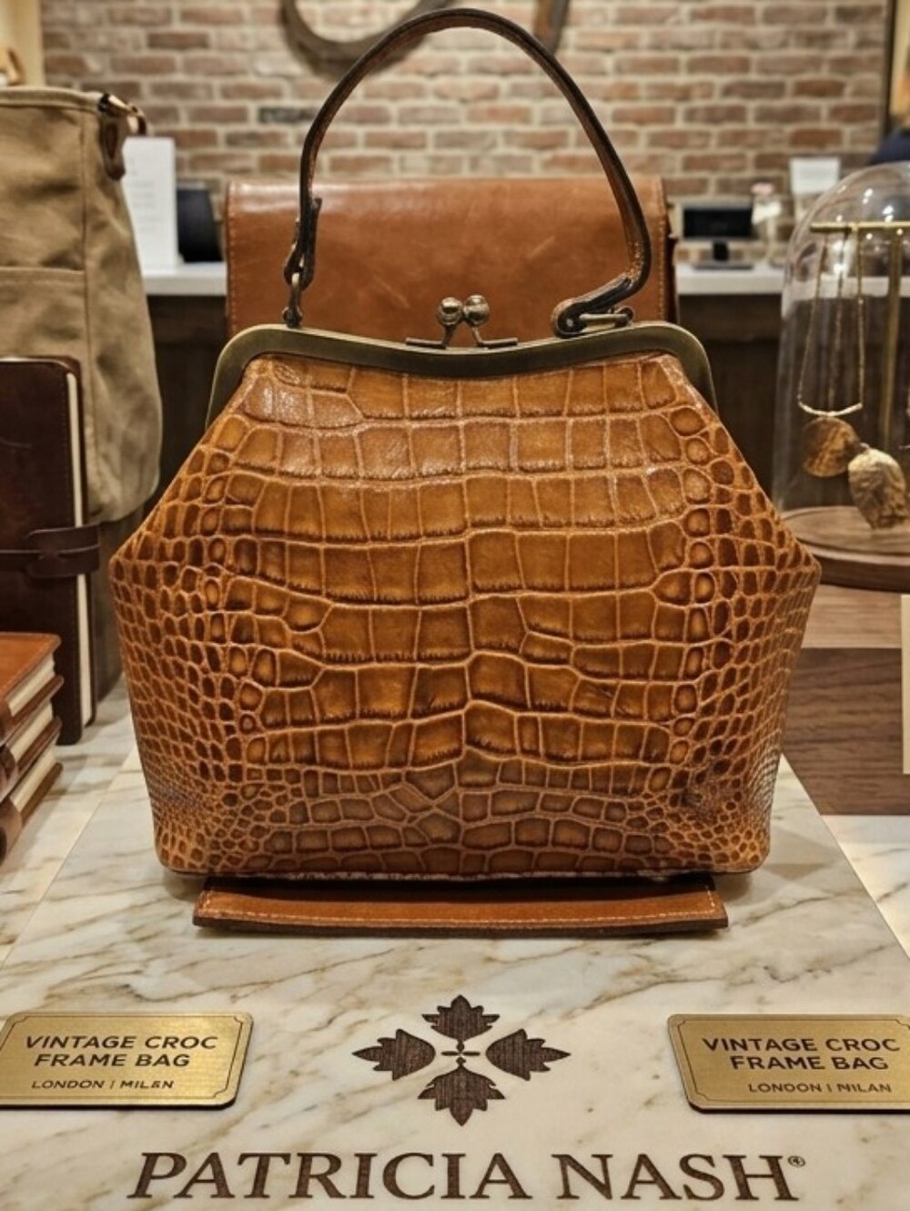 Patricia Nash Laureana Croc-Embossed Frame Satchel - NWT